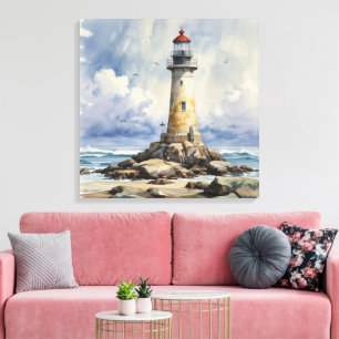Toile Phare aquarelle