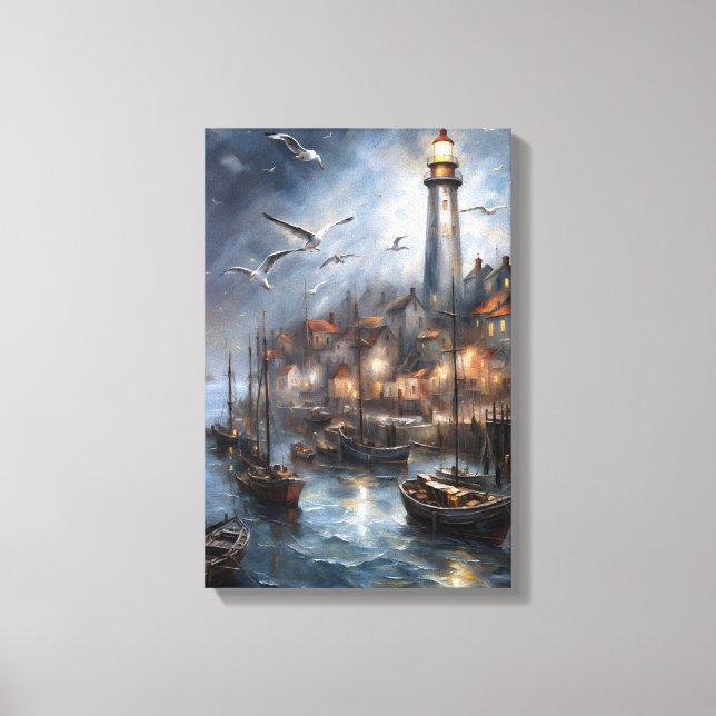 Toile Phare côtier à Twilight Art nautique (Recto)