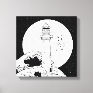 Toile Phare de Bell Rock noir et blanc
