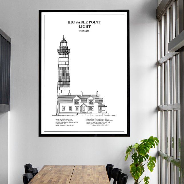 Toile Phare de Big Sable Point - Michigan - BD (Big Sable Point Lighthouse - Michigan - BD. Canvas Print)
