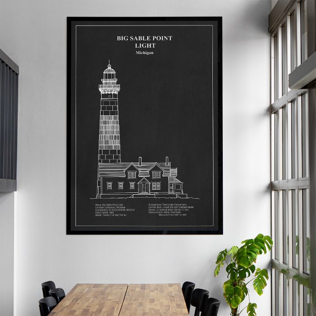 Toile Phare de Big Sable Point - Michigan – PD (Big Sable Point Lighthouse - Michigan – PD. Canvas Print)