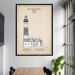 Toile Phare de Big Sable Point - Michigan - SBD