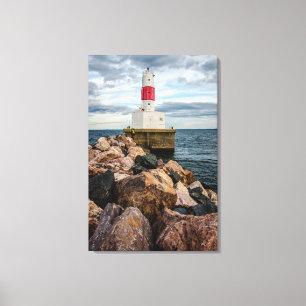 Toile Phare de brise-lames de port d'île de Presque