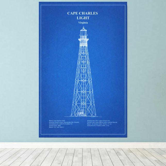 Toile Phare de Cape Charles - Virginie - AD (Insitu (Plancher de Bois))