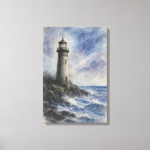 Phare de charbon et d'aquarelle sur la côte rocheu