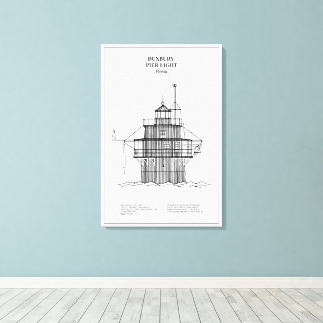 Toile Phare de Duxbury Pier Light - Massachusetts -BD (Insitu (Plancher de Bois))