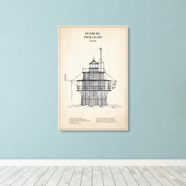 Toile Phare de Duxbury Pier Light - Massachusetts -SBD (Insitu (Plancher de Bois))