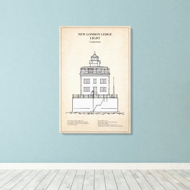 Toile Phare de New London Ledge - Connecticut - SBD (Insitu (Plancher de Bois))