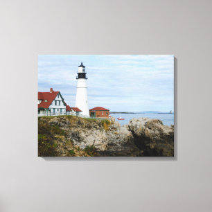 Toile Phare de Portland Headlight sur une côte rocheuse