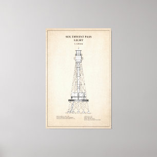 Toile Phare de Southwest Pass - Louisiana - SBD