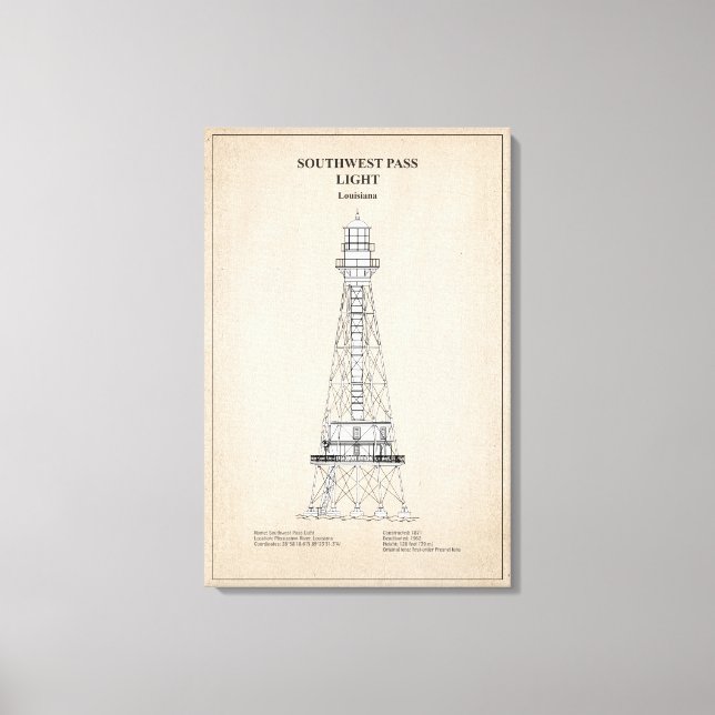 Toile Phare de Southwest Pass - Louisiane - SBD (Recto)