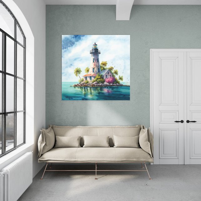 Toile Phare Île Tropicale Eau Turquoise  (Créateur téléchargé)