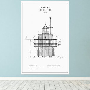 Toile Phare lumineux de Duxbury Pier - Massachusetts - B