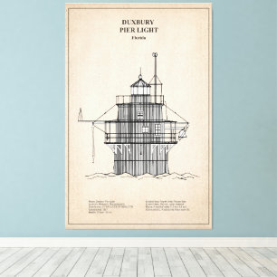 Toile Phare lumineux de Duxbury Pier - Massachusetts - S