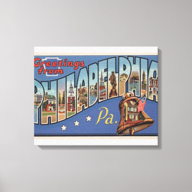 Toile Philadelphie, Pennsylvanie - Grande Lettre (Recto)