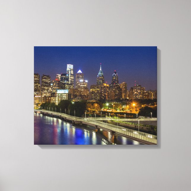 Toile Philadelphie Skyline La Nuit (Recto)