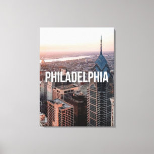 Toile Philadelphie Skyline Vue aérienne Typographie Urba