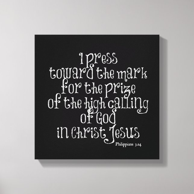 Toile Philippiens 3.14 Verse de la Bible (Recto)