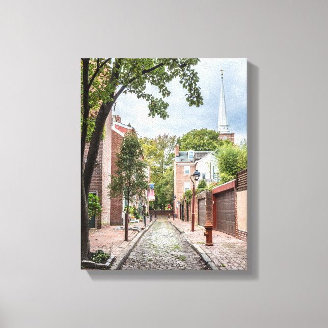 Toile Philly Church et Cobblestone Alley Small (Recto)