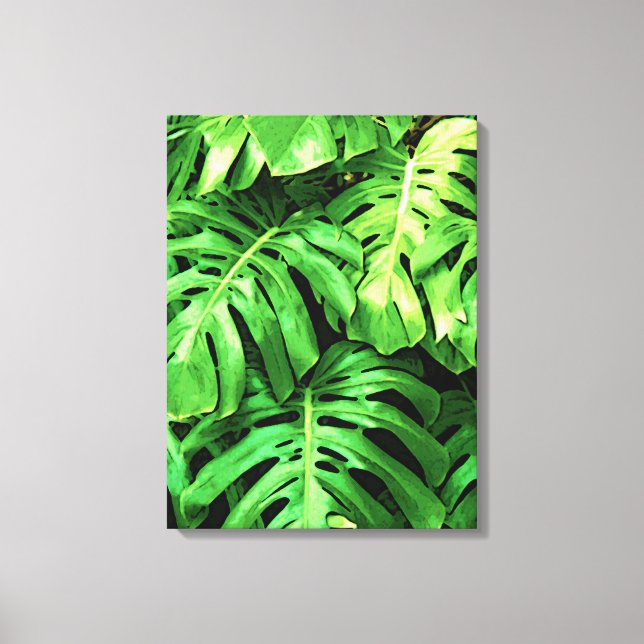 Toile Philodendron en feuille de Feuille tropicale, vert (Recto)