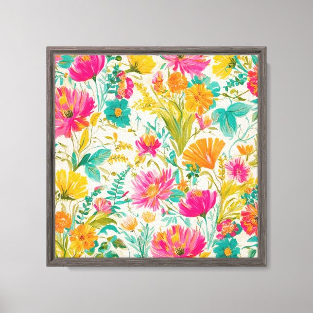 Toile Phoenix botanique | Design rose et orange (Recto)