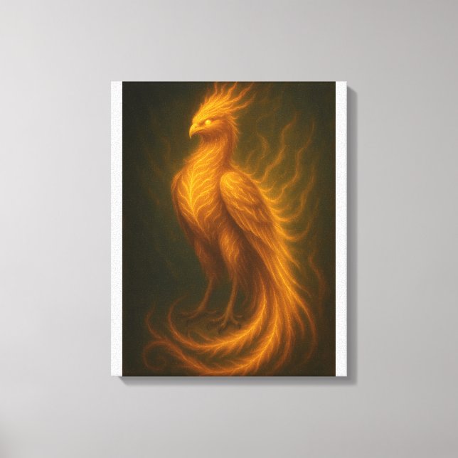 Toile Phoenix de Feu Doré – Peinture Artistique de Fanta (Recto)
