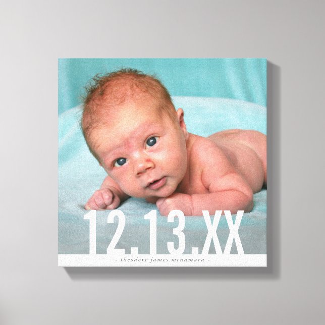 Toile PHOTO BÉBÉ DATE DE NAISSANCE superposition de text (Recto)