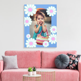 Toile Photo bleu simple Daisy