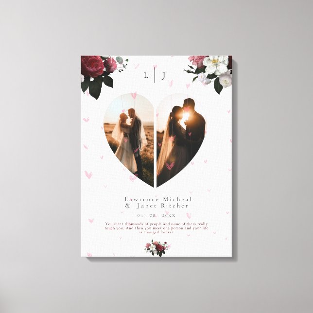 Toile Photo Chic Blanc En Forme De Coeur Personnalisée P (Recto)