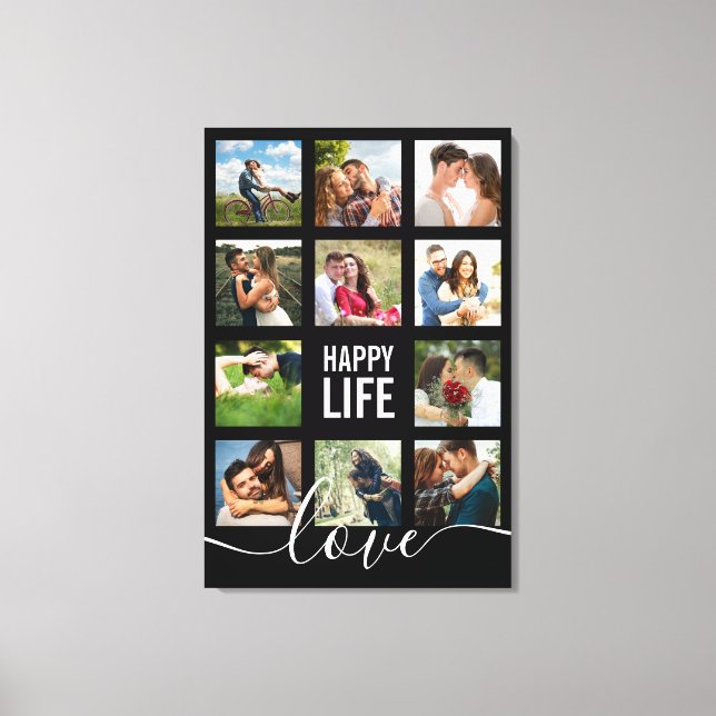 Toile Photo Collage Happy Life and Love Couple's (Recto)