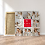 Toile Photo collage Maman Red We Love You Best Mother Ve<br><div class="desc">"Collage Photo Mom Red We Love You" est un cadeau magnifique et sentimental qui est parfait pour montrer à votre mère combien vous appréciez et aimez-la. Ce cadeau comprend un collage de photos, soigneusement arrangé pour mettre en valeur certains de vos souvenirs les plus chers avec votre mère. Ce cadeau...</div>