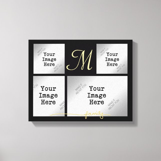 Toile Photo Collage, titre de la famille en or (modifier (Recto)