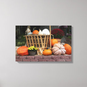 Toile Photo d'automne citrouille et maman