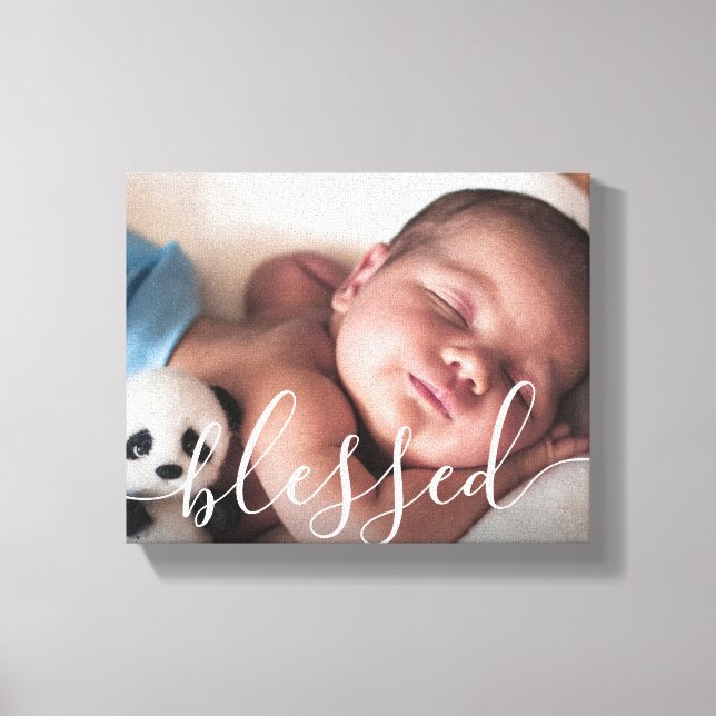 Toile Photo de bébé avec écriture personnalisée (Recto)