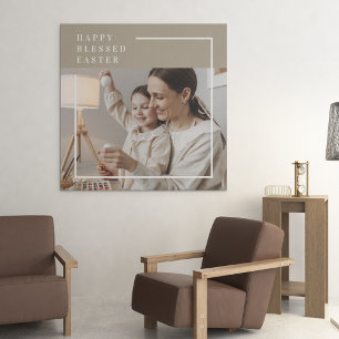 Toile Photo de famille moderne beige   Heureuse Sainte P