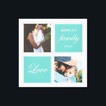 Toile photo de famille moderne pastel monogramme<br><div class="desc">Palette de couleurs pastel deux photos customisées mur art avec élégant script "amour" et "famille" et votre propre monogramme et date. Belle décoration de maison personnalisée accent</div>
