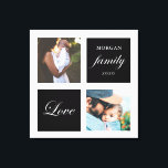 Toile photo de famille moderne pastel monogramme<br><div class="desc">Palette de couleurs pastel deux photos customisées mur art avec élégant script "amour" et "famille" et votre propre monogramme et date. Belle décoration de maison personnalisée accent</div>