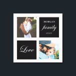 Toile photo de famille moderne pastel monogramme<br><div class="desc">Palette de couleurs pastel deux photos customisées mur art avec élégant script "amour" et "famille" et votre propre monogramme et date. Belle décoration de maison personnalisée accent</div>