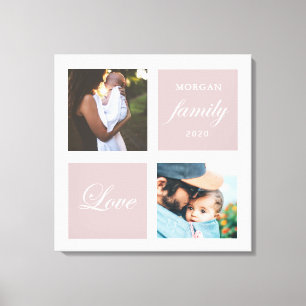 Toile photo de famille moderne pastel monogramme