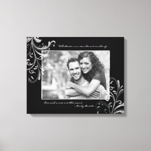 Toile Photo de Modèle photo floral noir et blanc