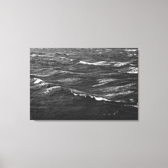 Toile Photo en noir et blanc d'une mer orageuse (Recto)