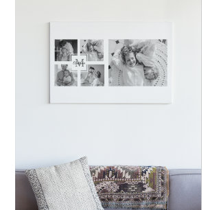Toile Photo Famille Collage tendance Noir & Blanc Initia