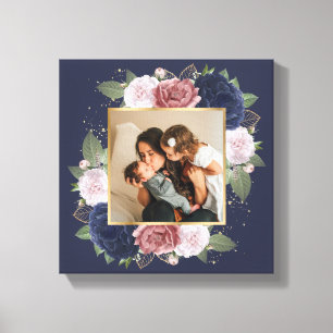 Toile Photo Florale de la famille noire et blanche sur