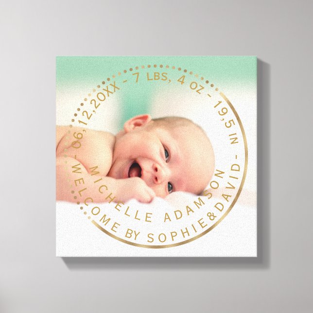 Toile Photo Gold Faire-part de naissance Keepsaké Gemsto (Recto)