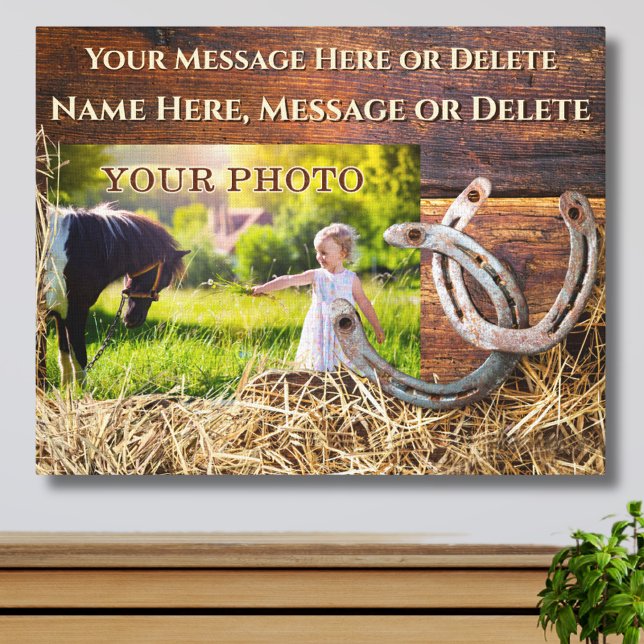 Toile photo Horse, avec votre photo et message (Horse Memorial Gifts, or, Personalized Horse Gifts for Horse Lovers. Gifts for Horse Owners. )