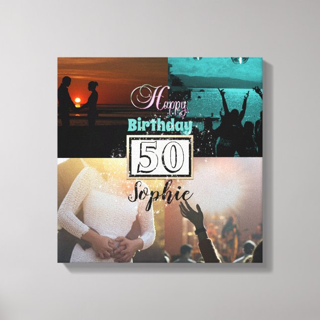 Toile Photo personnalisée 50e Anniversaire Collage Canva (Recto)