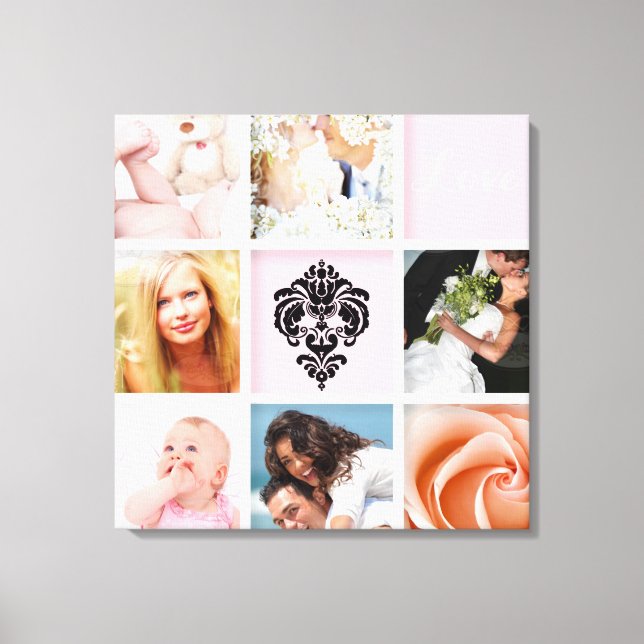 Toile photo personnalisée 9 sur toile, Modèle cadre blan (Recto)