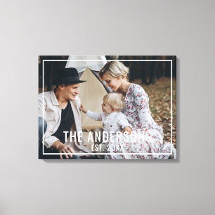 Toile Photo personnalisée avec nom de famille et année d