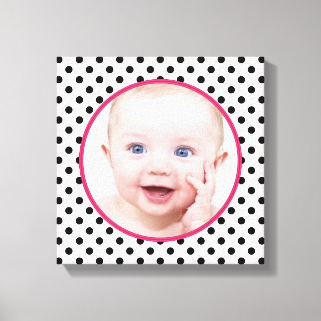 Toile Photo Personnalisée Chic Polka Dot Baby Photo Phot (Recto)