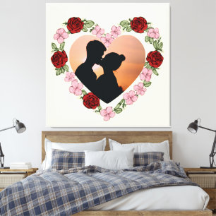 Toile Photo Personnalisée – Cœur Floral